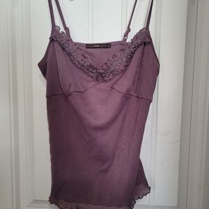 Purple Spaghetti Strap Top with lace